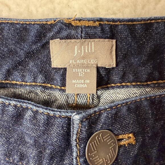 J Jill Jean Womens Size 12 Dark Wash Flare Leg Denim Trouser Classic Preppy Blue - Picture 7 of 10